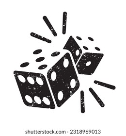 Dice la silueta vectorial. Fondo blanco aislado del icono negro y blanco
