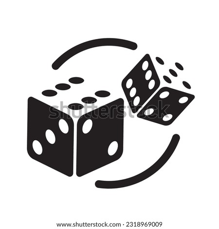 Dice vector Silhouette. Black and White Icon Isolated White Background