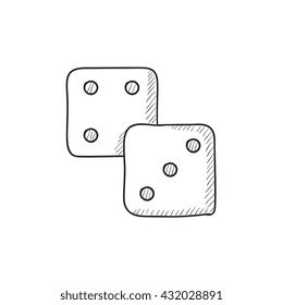 Dice vector sketch icon isolated on background. Hand drawn Dice icon. Dice sketch icon for infographic, website or app.