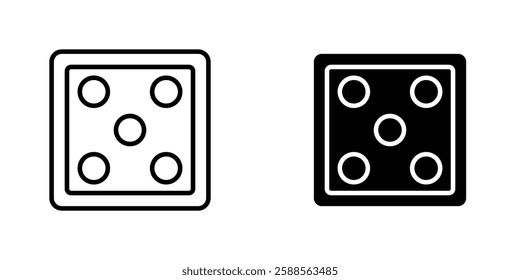 Dice vectors icons set in filled and strokes on white background