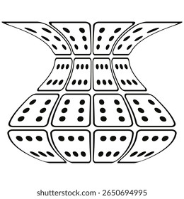 Dice vessel icon. Curved cube structure. Gaming totem Vector. Unusual abstract sculpture.