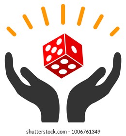 Dice Win Hands flat vector illustration. An isolated icon on a white background.