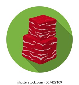 Diced beef icon in flat style isolated on white background. Meats symbol stock vector illustration