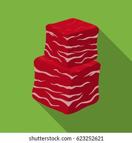 Diced beef icon in flat style isolated on white background. Meats symbol stock vector illustration