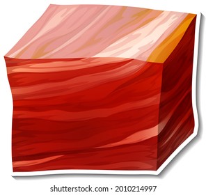 A diced raw meat sticker on wgite background illustration