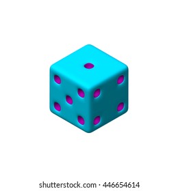 Dice.Isolated on white background. 3d Vector colorful illustration. 