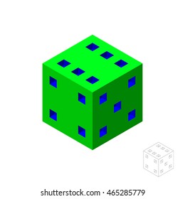 Dice.Isolated on white background. 3d Vector colorful illustration. 3d isometric style. 