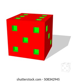 Dice.Isolated on white background. 3d Vector colorful illustration.