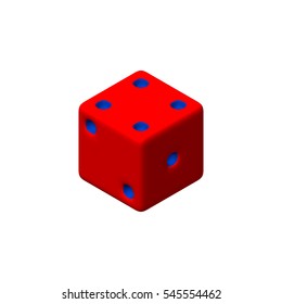 Dice.Isolated on white background. 3d Vector colorful illustration. 3d isometric style. 