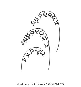 Dicenter flowers. Broken heart flower. Black and white vector doodle style illustration. Garden flovers