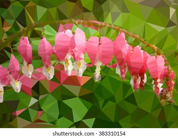 Dicentra spectabils, triangle vector abstract pattern