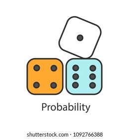 Dices color icon. Probability theory. Gambling. Isolated vector illustration