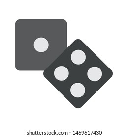 Dices dark in a flat style. Vector illustration.
