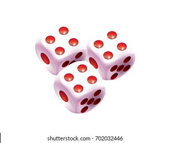 Dices with different numbers and red dots