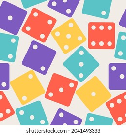 Dices gamble gaming seamless pattern. Color poker cubes background. Vector
