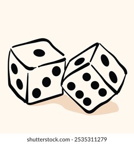 Dices game With illustration style doodle and line art