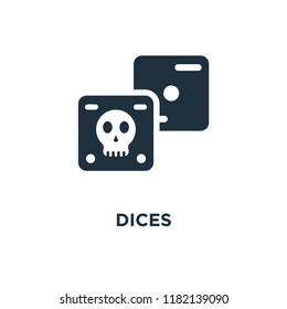 Dices icon. Black filled vector illustration. Dices symbol on white background. Can be used in web and mobile.