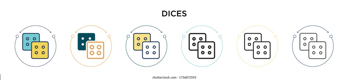 Icono de puntos en el estilo relleno, delgado, contorno y trazo. Ilustración vectorial de dos iconos vectoriales coloreados y negros se pueden utilizar para móviles, ui, web