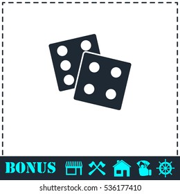 Dices icon flat. Simple vector symbol and bonus icon