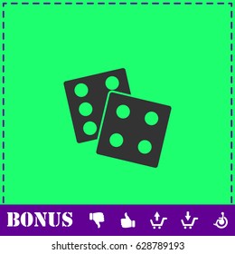 Dices icon flat. Simple vector symbol and bonus icon