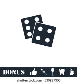 Dices icon flat. Vector illustration symbol and bonus pictogram