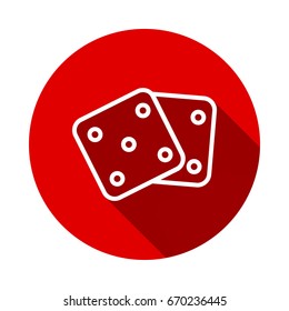 Dices icon isolated on red background with long shadow. flat icon
