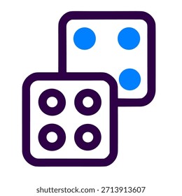 Icono de Dados. Una Ilustración vectorial lineal de dados aislados sobre fondo blanco.