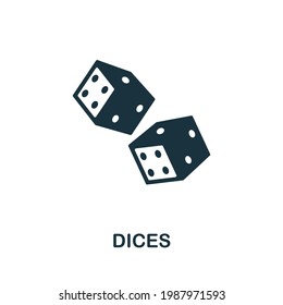 Dices icon. Monochrome simple element from fortune teller collection. Creative Dices icon for web design, templates, infographics and more