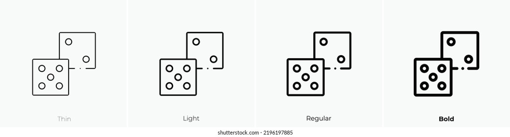 dices icon. Thin, Light Regular And Bold style design isolated on white background