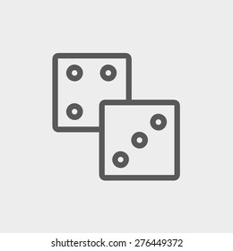 Dices icon thin line for web and mobile, modern minimalistic flat design. Vector dark grey icon on light grey background.