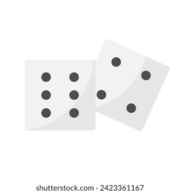 Dices icon. Vector gambling games design, casino, craps and poker, tabletop or board games. White cubes with random numbers of black dots. Craps for poker gambling and lucky chance and backgammon game