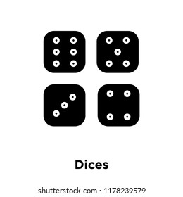 Dices icon vector isolated on white background, logo concept of Dices sign on transparent background, filled black symbol