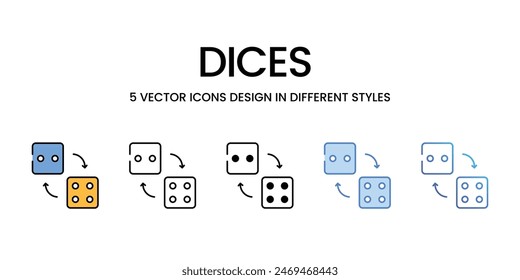 Dices icons vector set stock illustration.
