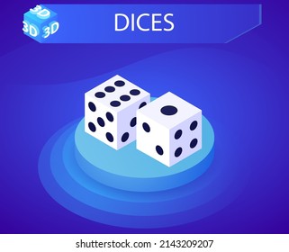 Dices isometric design icon. Vector web illustration. 3d colorful concept
