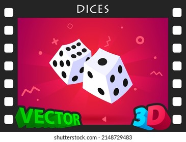 Dices isometric design icon. Vector web illustration. 3d colorful concept