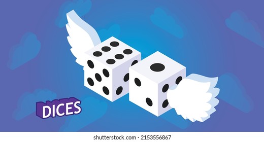 Dices isometric design icon. Vector web illustration. 3d colorful concept