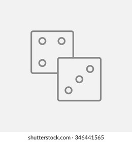 Dices line icon for web, mobile and infographics. Vector dark grey icon isolated on light grey background.