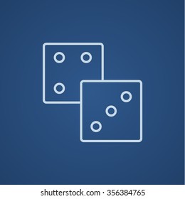 Dices line icon for web, mobile and infographics. Vector light blue icon isolated on blue background.