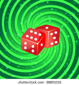 Dices on the striped background