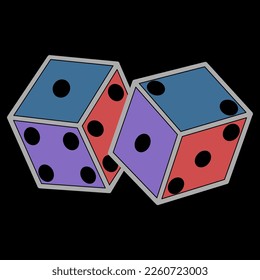 Dices Patch Retro Style Stickers. Retro vintage illustration vector graphic of Casino Dice fit. Playing cube 