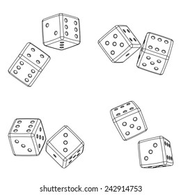Dices projections color background. Vector illustration, imitation 3d