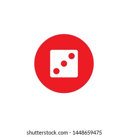 Dices sign icon. Casino game symbol. Flat dice icon. Round button with flat game icon. Vector