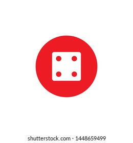 Dices sign icon. Casino game symbol. Flat dice icon. Round button with flat game icon. Vector