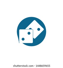 Dices sign icon. Casino game symbol. Flat dice icon. Round button with flat game icon. Vector