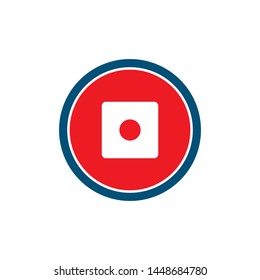 Dices sign icon. Casino game symbol. Flat dice icon. Round button with flat game icon. Vector