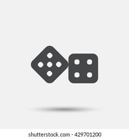 Dices sign icon. Casino game symbol. Flat dice web icon on white background. Vector