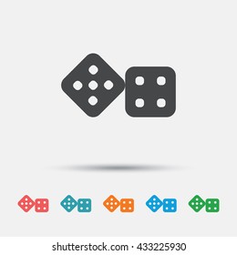 Dices sign icon. Casino game symbol. Graphic element on white background. Colour clean flat dice icons. Vector