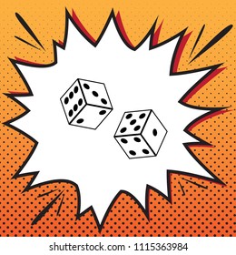 Dices sign. Vector. Comics style icon on pop-art background.
