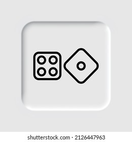 Dices simple icon vector. Flat desing. Neumorphism design.ai