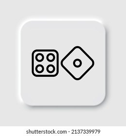 Dices simple icon vector. Flat desing. Neumorphism design.ai